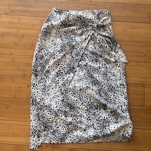 Nine West Black and White Animal Print Wrap Skirt